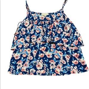 Cotton On Womens Small Tiered Camisole Ruffled Navy Floral Top